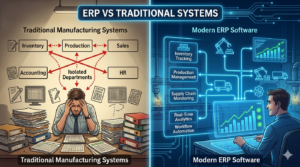 ERP software for manufacturing industry compared with traditional manufacturing systems