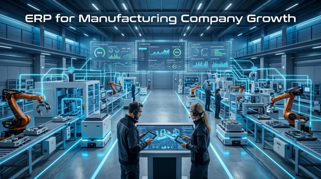 Industry 4.0 ERP for Manufacturing Company connecting machines with IoT in a smart factory