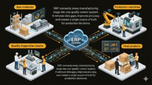 ERP in manufacturing quality control integration connecting manufacturing stages for quality control management