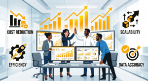 Business growth chart showing improved efficiency and profitability using ERP systems
