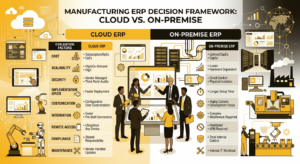 ERP decision framework comparing cloud ERP and on-premise ERP solutions for manufacturers